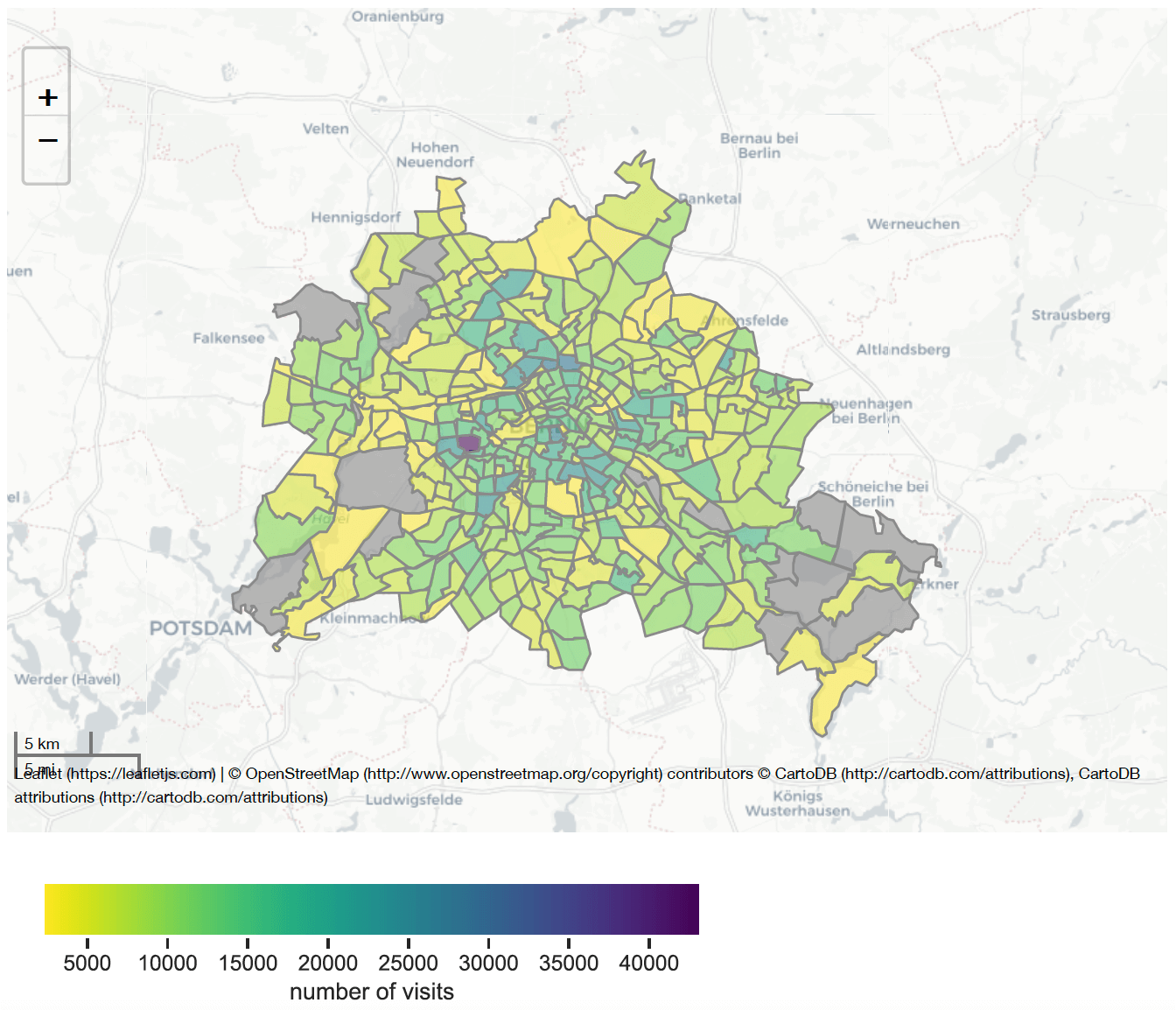 Datenvisualisierung im Mobilitätsdatenreport (fiktive Daten)