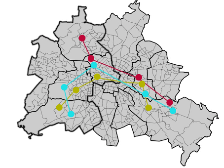 Figure 12: In this example, there are three potential zonings. Only the coarsest zoning of east and west would provide 2-anonymity.